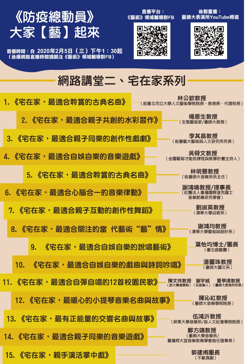 Read more about the article 「防疫總動員，大家《藝》起來」免費網路課程